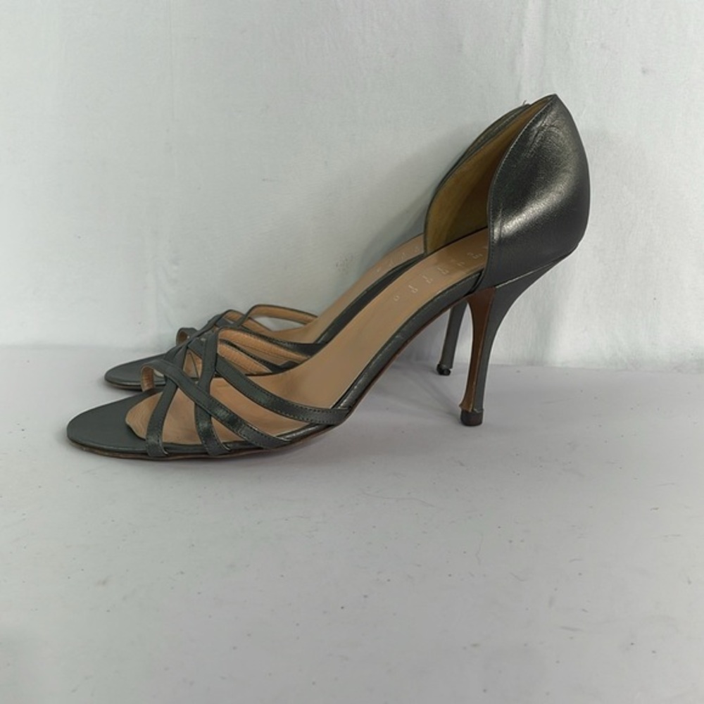 Edmundo Castillo gray leather heels with leather sole. Made in Italy.